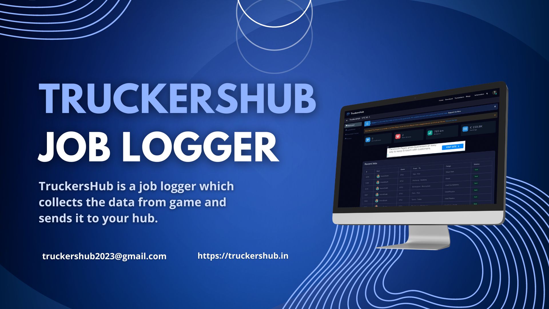 Discovery splash banner for TruckersHub - Future of Virtual Trucking Discord server