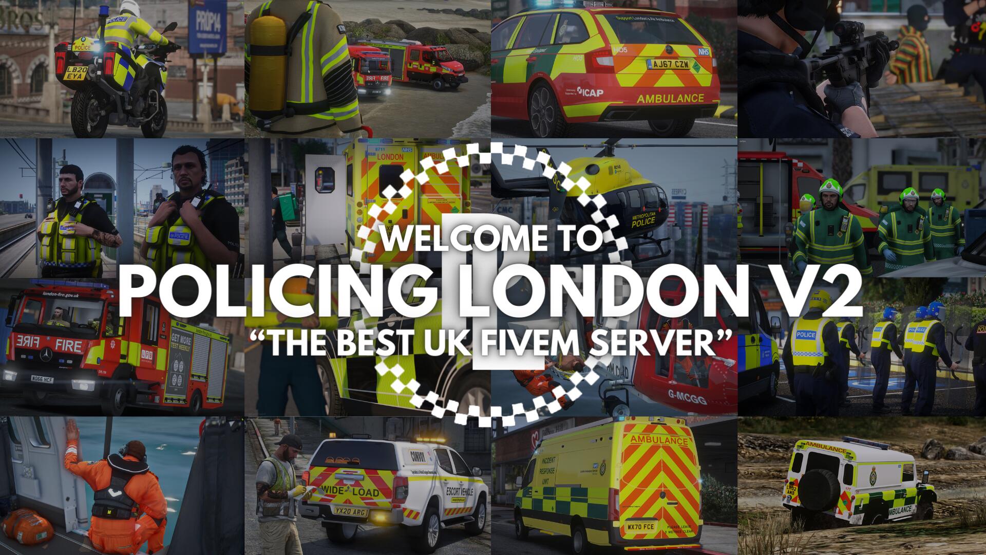 Discovery splash banner for Policing London | V2 Discord server