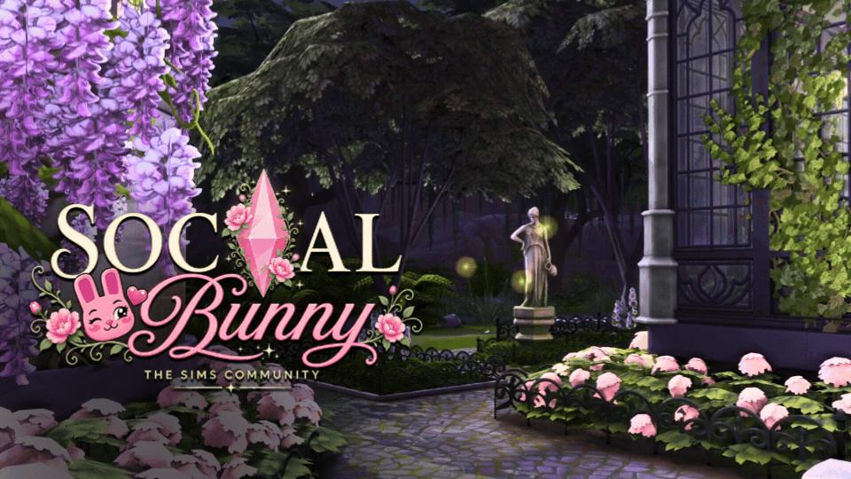 Discovery splash banner for The Sims 4 • Social Bunny • Community Server by Sarah Simmer xo Discord server