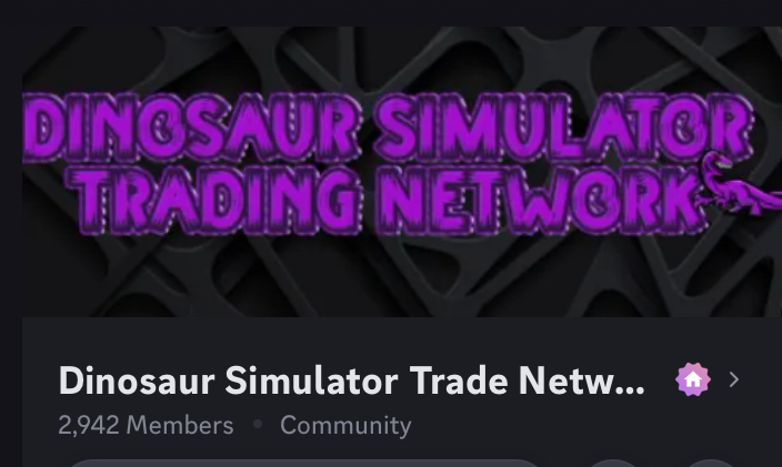 Discovery splash banner for Dinosaur Simulator Trade Network Discord server