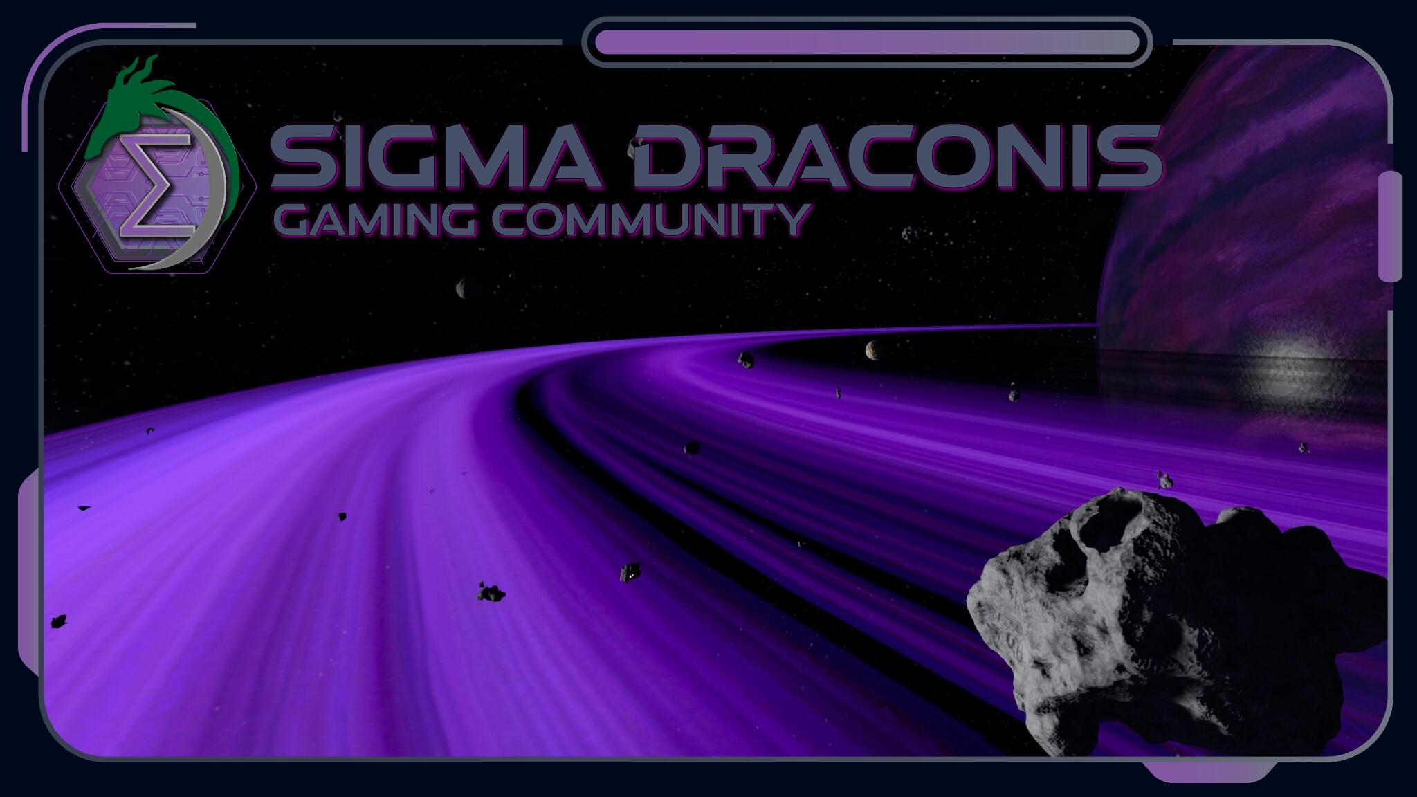 Discovery splash banner for Sigma Draconis Games Discord server