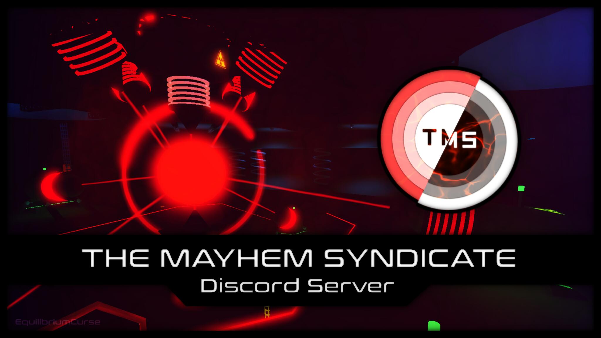 Discovery splash banner for The Mayhem Syndicate Discord server