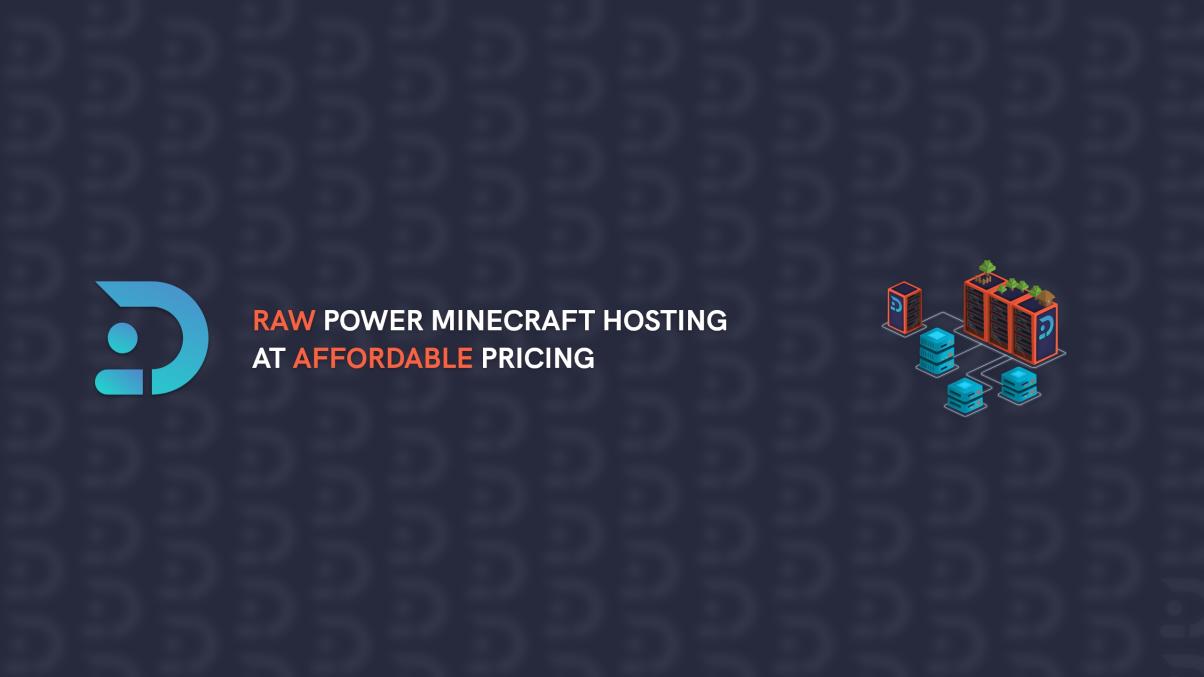 Discovery splash banner for DedicatedMC.io | Raw Power Hosting! Discord server