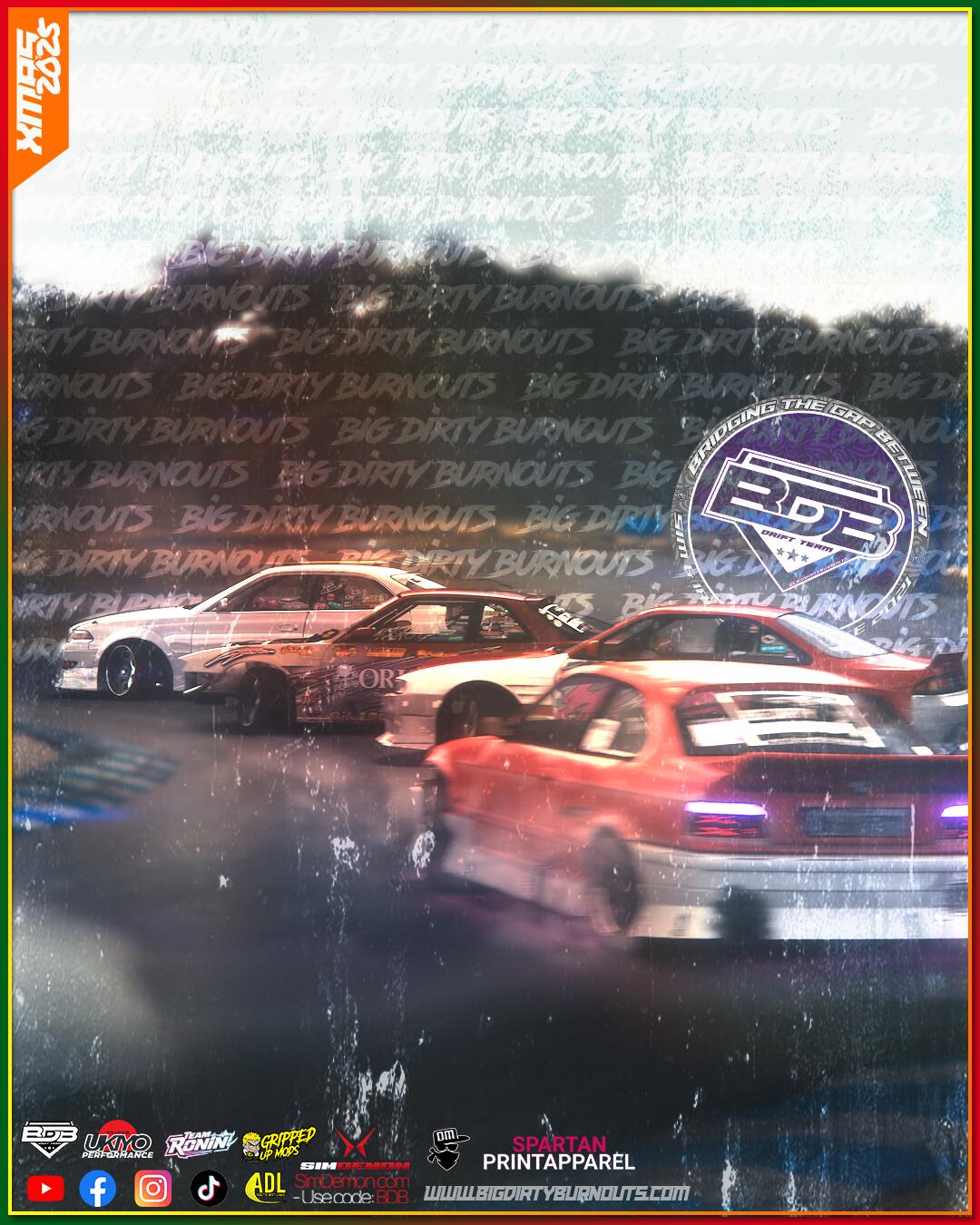 Discovery splash banner for Big Dirty Burnouts Discord server