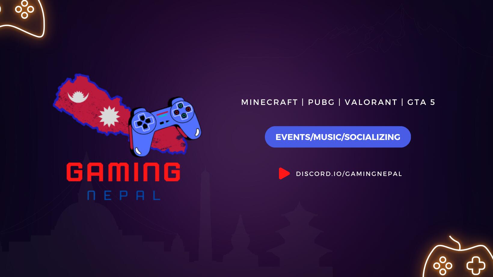 Discovery splash banner for Gaming Nepal Discord server