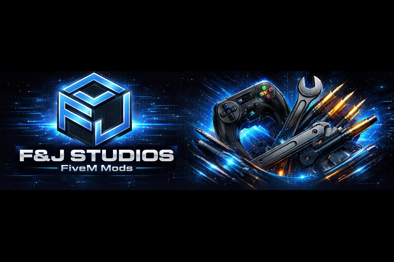 Discovery splash banner for F&J Studios | FiveM Mods Discord server